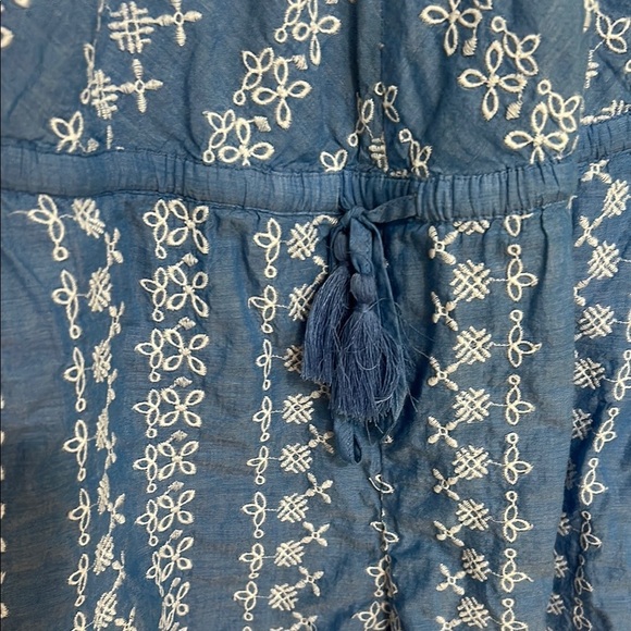 LOFT Blue and White Embroidered Romper - Picture 3 of 11